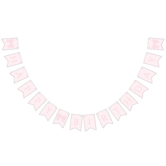シンプルソフトパエレガントステルピンクボウハッピーバースデー バンティングフラッグ (全)
