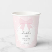 シンプルソフトパエレガントステルピンクボーガール誕生日 紙コップ (裏面)
