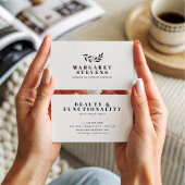 シンプルソフトモダンベージュのリネンエレガントブランチロゴ 名刺