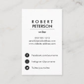 シンプルソーシャルモダンメディミニマルアのアイコン垂直 名刺 (裏面)