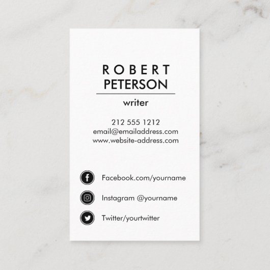 シンプルソーシャルモダンメディミニマルアのアイコン垂直 名刺 (裏面)