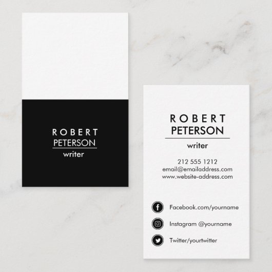 シンプルソーシャルモダンメディミニマルアのアイコン垂直 名刺 (正面/裏面)