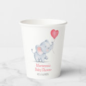 シンプルゾウ&ハートバルーンベビーシャワー 紙コップ (裏面)