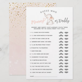 シンプルゾウ&バルーンガール赤ちゃんシャワーゲーム