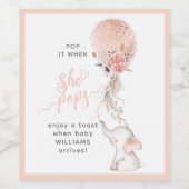 シンプルゾウ&バルーンベイビーシャワーズポップ ワインラベル (シングルラベル)