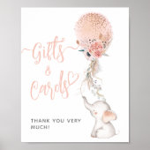 シンプルゾウ&バルーンベビーシャワーカードギフト ポスター (正面)