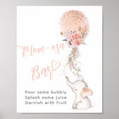 シンプルゾウ&バルーンベビーシャワーモモモモザバー ポスター (正面)