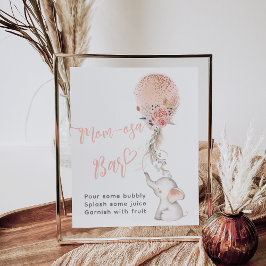 シンプルゾウ&バルーンベビーシャワーモモモモザバー ポスター