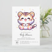 シンプルタイガー赤ちゃんシャワー 招待状 (スタンド正面)