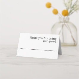 シンプルタイプライタータイポグラフィ結婚ズ プレイスカード