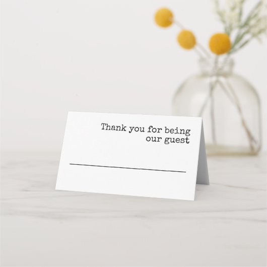 シンプルタイプライタータイポグラフィ結婚ズ プレイスカード (正面)