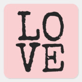 シンプルタイプライタータイポグラフィLOVEシール スクエアシール (正面)