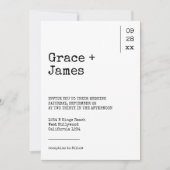 シンプルタイプライター文字ミニマ結婚リスト 招待状 (正面)