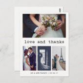 シンプルタイプライター文字結婚の感謝 |写真4 ポストカード (正面/裏面)