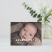 シンプルタイプライター新生児導入写真 ポストカード (スタンド正面)