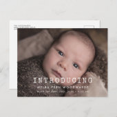 シンプルタイプライター新生児導入写真 ポストカード (正面/裏面)