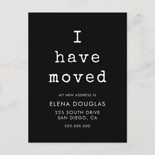 シンプルタイプライター私は動いている発表を移動した ポストカード (正面)