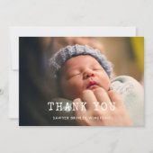 シンプルタイプライター赤ちゃんシャワーサンキューカード サンキューカード (正面)