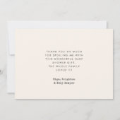 シンプルタイプライター赤ちゃんシャワーサンキューカード サンキューカード (裏面)