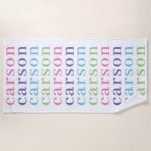 シンプルタイプ女子パーソナライズされたの繰り返し名 ビーチタオル (正面)