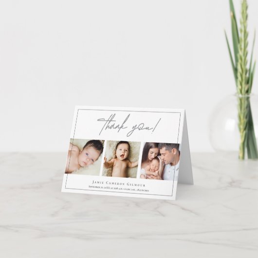 シンプルタイプ手書きスクリプトベビー3枚 サンキューカード (正面)