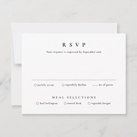 シンプルタイプ白結婚黒 出欠カード (正面)