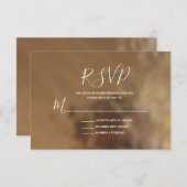 シンプルタイポグラフィがCreamyフェイクの金ゴールド。返事 出欠カード (正面/裏面)
