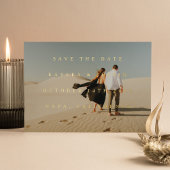 シンプルタイポグラフィのフルフォト両面3枚フォト 箔招待状