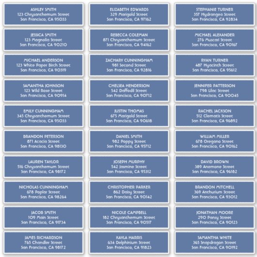 シンプルタイポグラフィの結婚ゲスト名アドレス シール (正面)