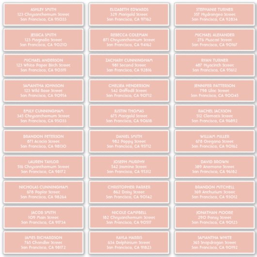 シンプルタイポグラフィの結婚ゲスト名アドレス シール (正面)