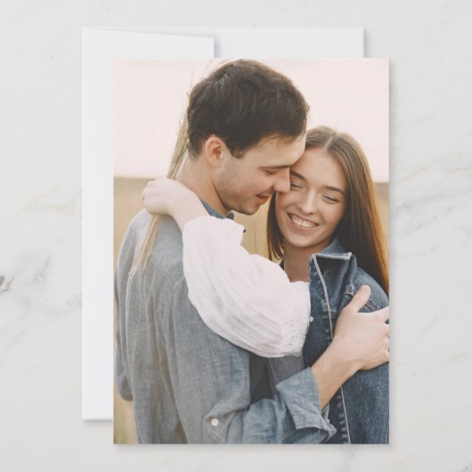 シンプルタイポグラフィの結婚写真 セーブザデート (裏面)