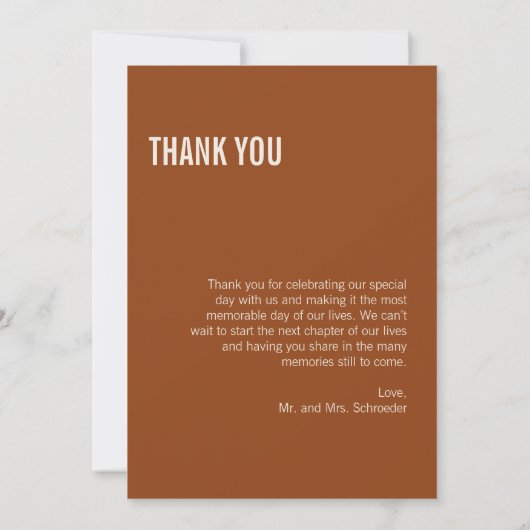 シンプルタイポグラフィの結婚感謝の写真 サンキューカード (裏面)