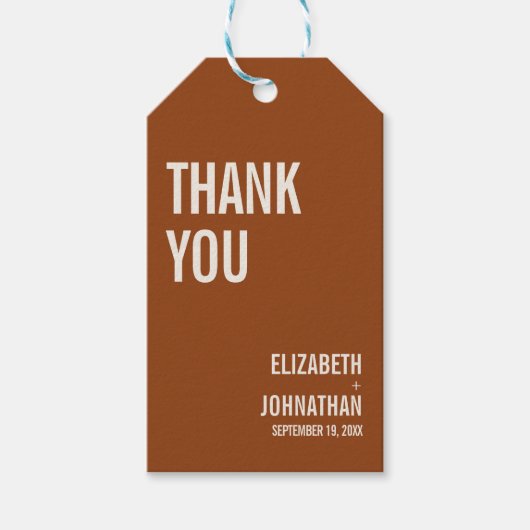 シンプルタイポグラフィの結婚感謝 ギフトタグ (正面)