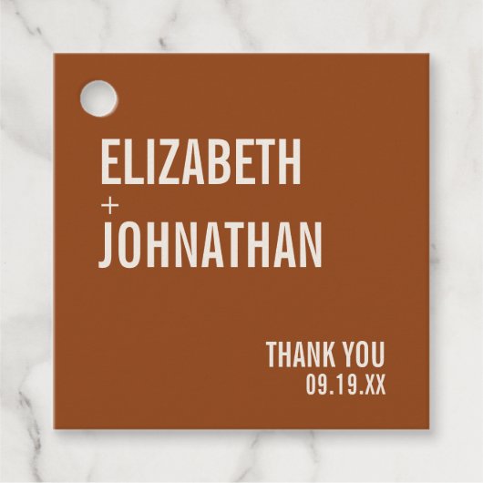 シンプルタイポグラフィの結婚感謝 フェイバータグ (正面)