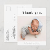 シンプルタイポグラフィはっきりしたベビー写真ありがとう ポストカード (正面/裏面)