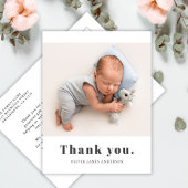シンプルタイポグラフィはっきりしたベビー写真ありがとう ポストカード