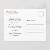 シンプルタイポグラフィはっきりしたベビー写真ありがとう ポストカード (裏面)