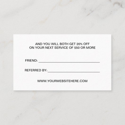 シンプルタイポグラフィは友人の白黒を指す 紹介カード (裏面)