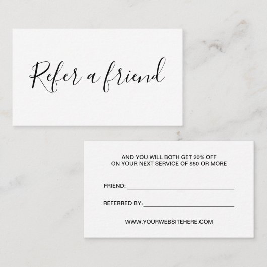 シンプルタイポグラフィは友人の白黒を指す 紹介カード (正面/裏面)