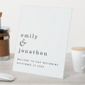 シンプルタイポグラフィへようこそ結婚の白黒 台座サイン (インサイチュ)