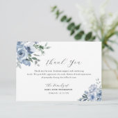 シンプルタイポグラフィほこりっぽい青フローラ葬儀 サンキューカード (スタンド正面)