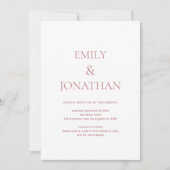 シンプルタイポグラフィほこりバラQRコード結婚s 招待状 (正面)