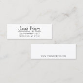 シンプルタイポグラフィアドレス03.スクリプトフォント。 スキニー名刺 (正面/裏面)