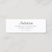 シンプルタイポグラフィアドレス04。スクリプトフォント。 スキニー名刺 (正面)