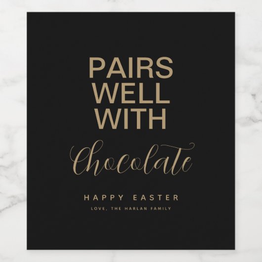 シンプルタイポグラフィイースターパーソナライズされたワインラベル ワインラベル (シングルラベル)