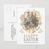 シンプルタイポグラフィエレガントイースターファミリーワンフォト シーズンポストカード (正面/裏面)
