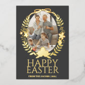 シンプルタイポグラフィエレガントイースターファミリーワンフォト 箔シーズンカード (正面)