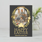 シンプルタイポグラフィエレガントイースターファミリーワンフォト 箔シーズンカード (立ち正面)