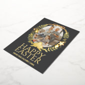 シンプルタイポグラフィエレガントイースターファミリーワンフォト 箔シーズンカード (回転した状態)