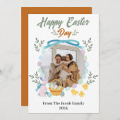 シンプルタイポグラフィエレガントイースター家族1枚の写真 シーズンカード (正面/裏面)